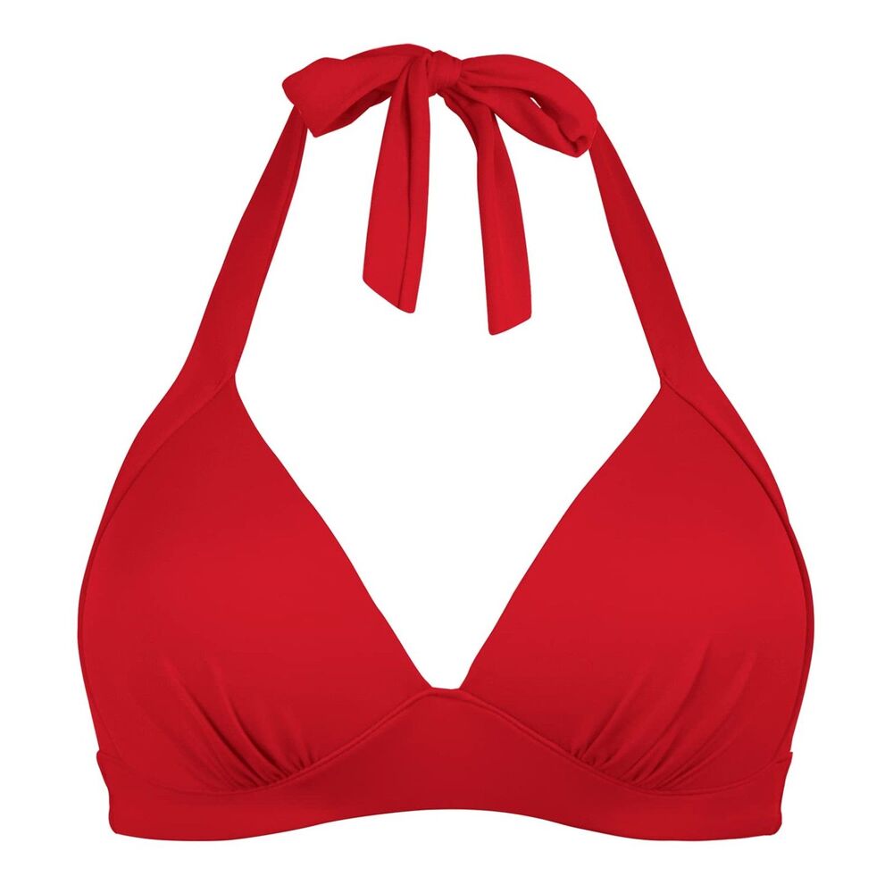 Balasami Women's Vintage Halter Bikini Top (Red, Size S)